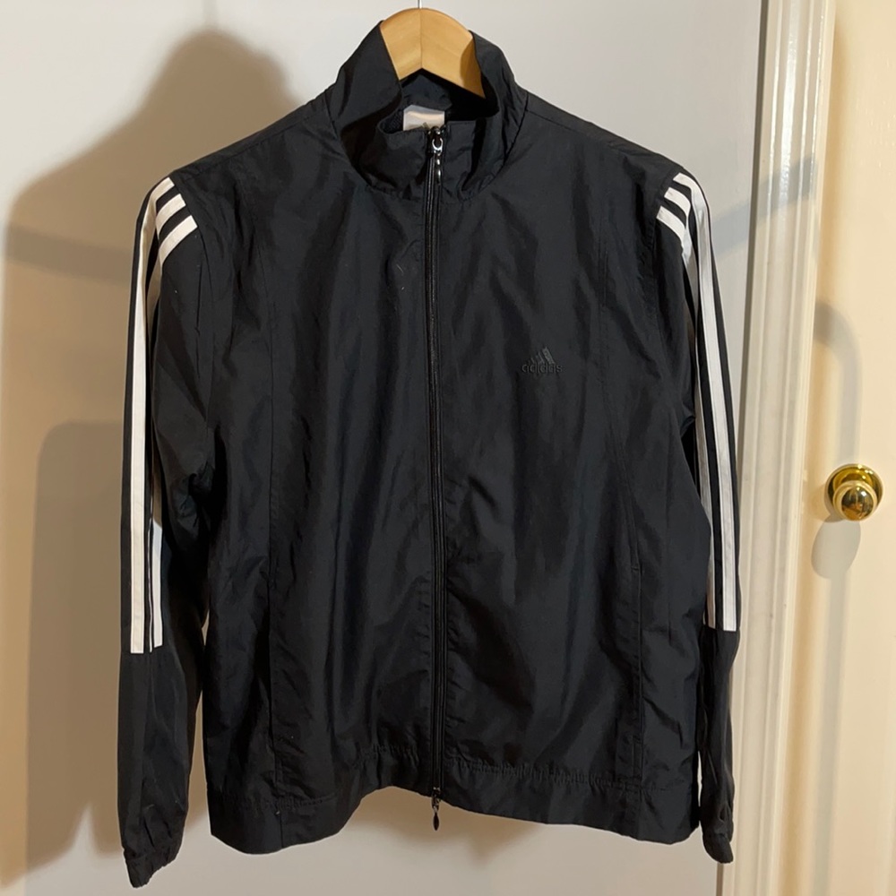 adidas Black Jacket with White Stripes